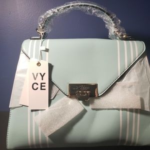 Turquoise with White Stripe Top Handle Satchel